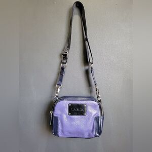 L.A.M.B. by Gwen Stefani Leather Crossbody Handbag Purple Flawed